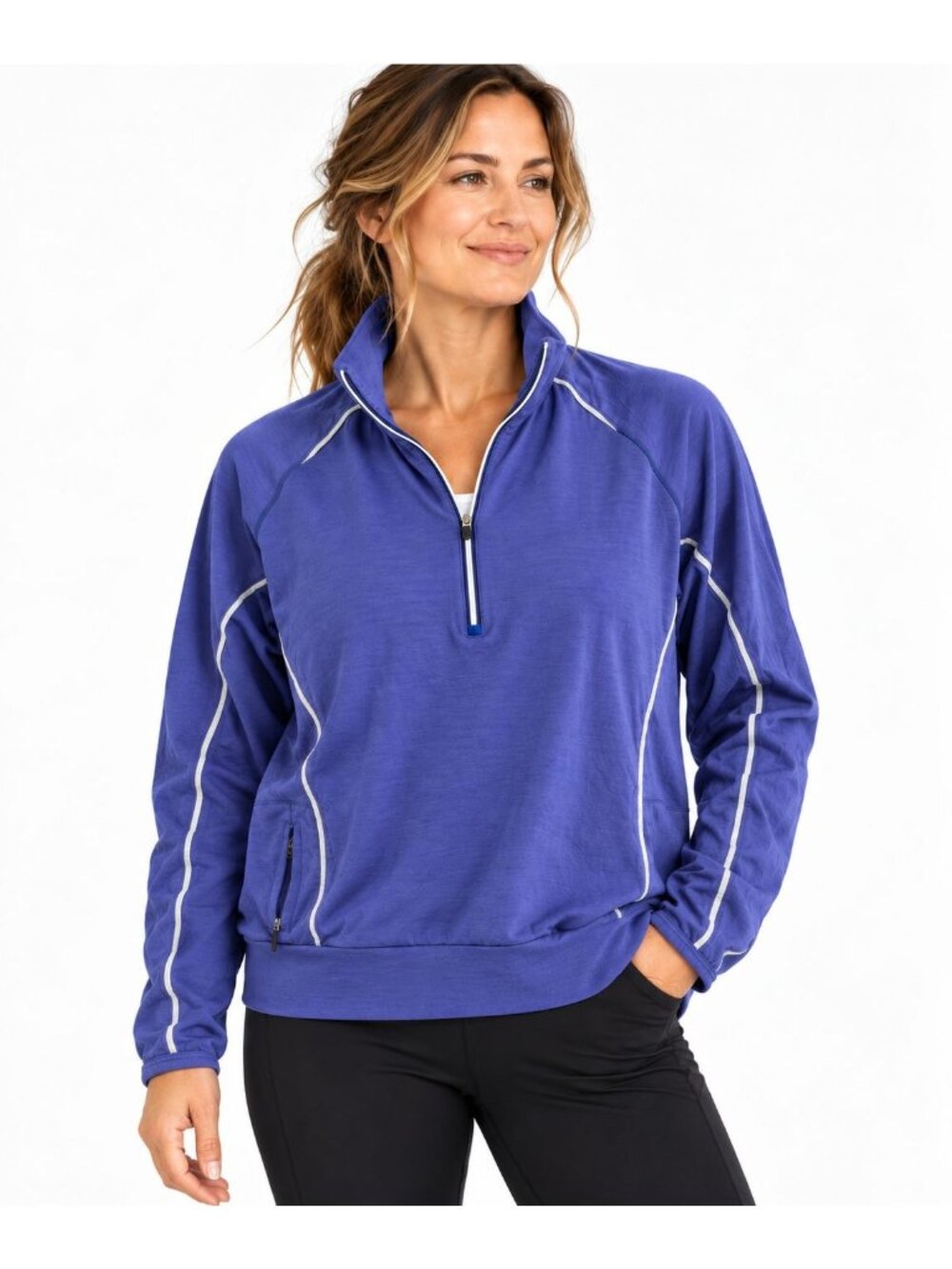 Icebreaker CP Womens 200 Merino Wool Blue 1/4 zip SIZE XL base layer outdoor ski